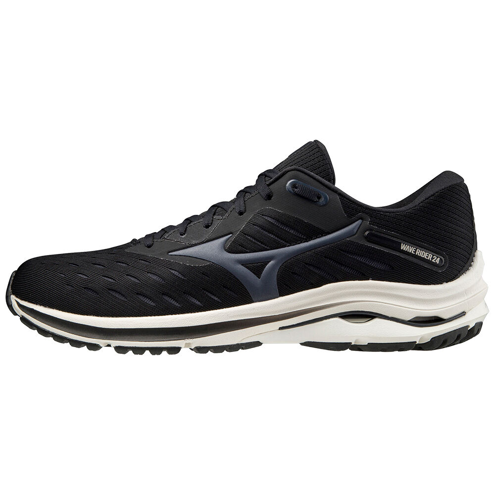 Mens Mizuno Wave Rider 24 Running Shoes Black/Navy/white Philippines (OHNULK813)